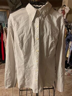 Classic White Pinstripe Dress Shirt